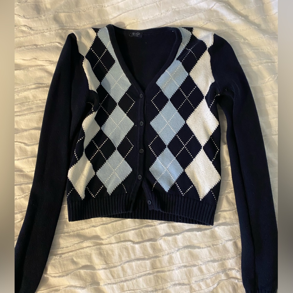 John Galt Blue Elizabeth Argyle Cardigan